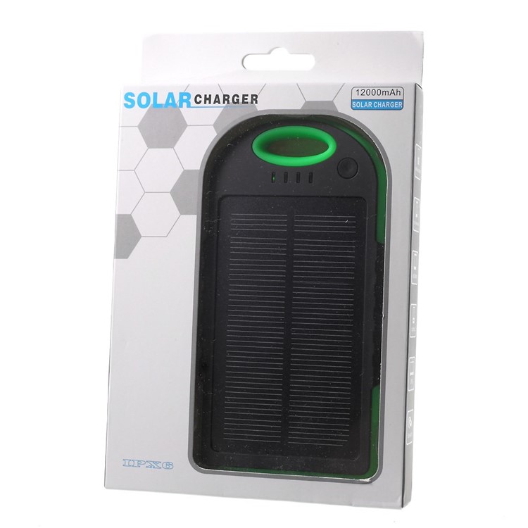 YD-T016 12000mAh Solar Ladegerät Externe Batterie Power Bank für iPhone Samsung LG HTC-Schwarz / Grün-12