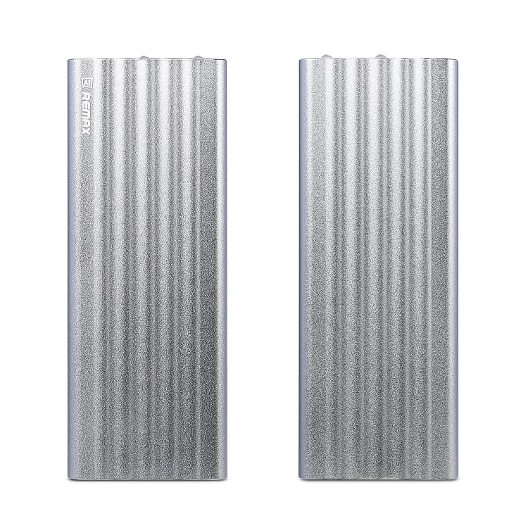 

REMAX Vanguard 20000mAh Dual USB Portable Power Bank for iPhone iPad Samsung HTC Sony Android Smartphone Tablets - Silver Color