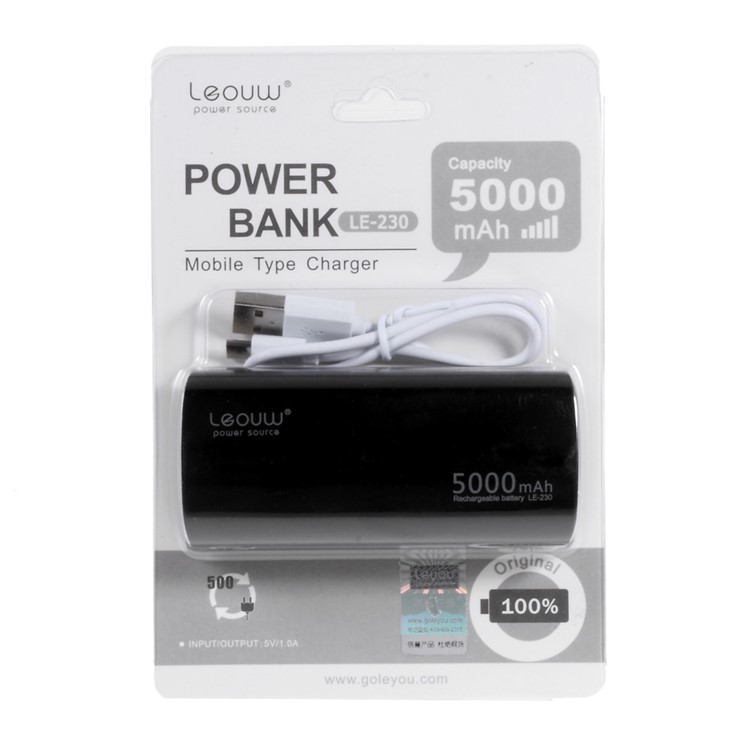 LEYOU LE-230 5000mAh Power Bank for iPhone Samsung LG HTC - Black-8