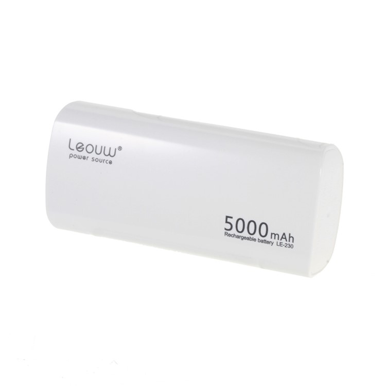 LEYOU LE-230 5000mAh External Power Bank for iPhone Samsung LG HTC - White-2