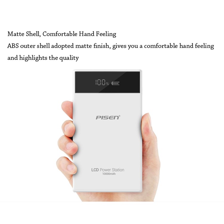 PISEN LCD Power Station 10000mAh Dual USB Mobile Charger for iPhone iPad Samsung HTC-11
