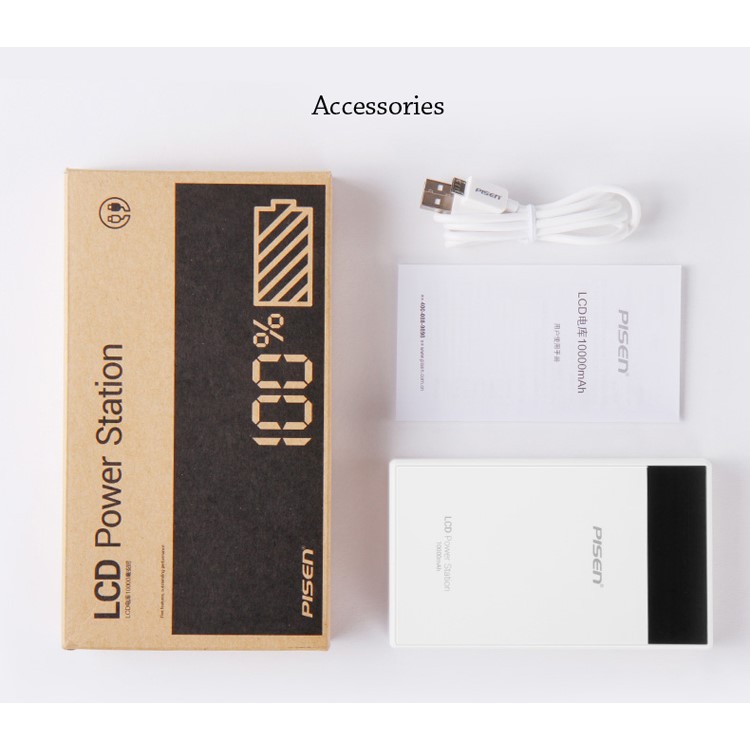 PISEN LCD Power Station 10000mAh Dual USB Mobile Charger for iPhone iPad Samsung HTC-19
