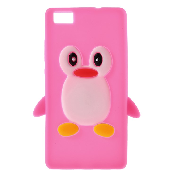 3D Penguin Silicone Case for Huawei Ascend P8 Lite - Rose-1