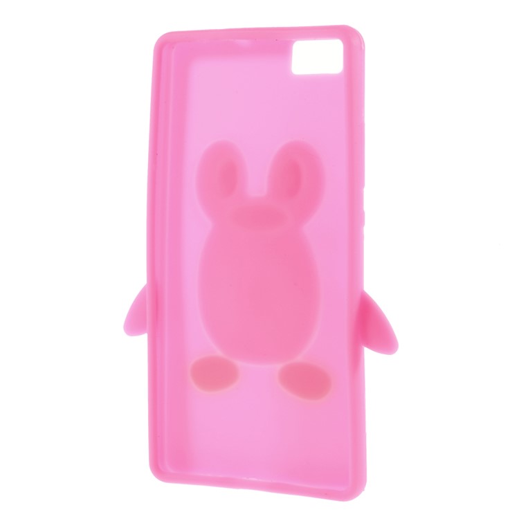 3D Penguin Silicone Case for Huawei Ascend P8 Lite - Rose-2