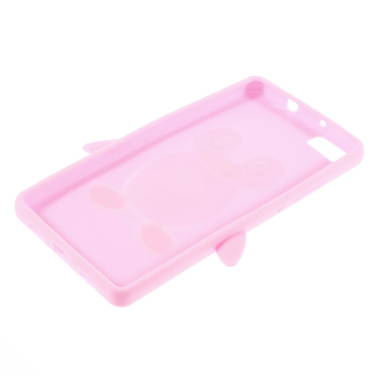 3D Penguin Silicone Phone Shell for Huawei Ascend P8 Lite - Pink-3