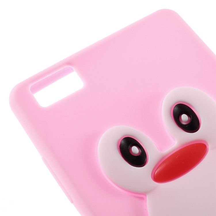 3D Penguin Silicone Phone Shell for Huawei Ascend P8 Lite - Pink-4