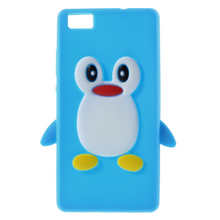 La Caja Del Silicón Del Pingüino 3D Para Huawei Asciende P8 Lite - Azul-1
