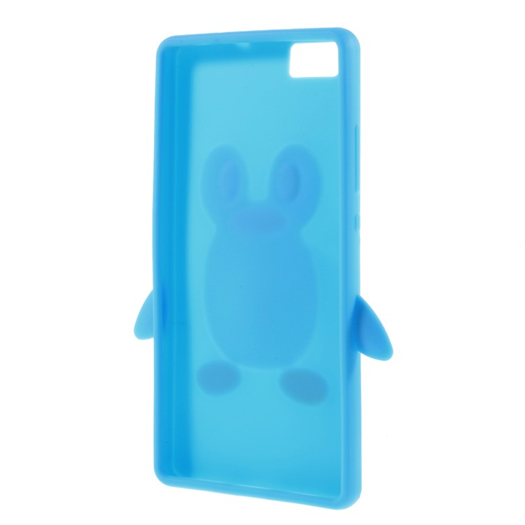 La Caja Del Silicón Del Pingüino 3D Para Huawei Asciende P8 Lite - Azul-2