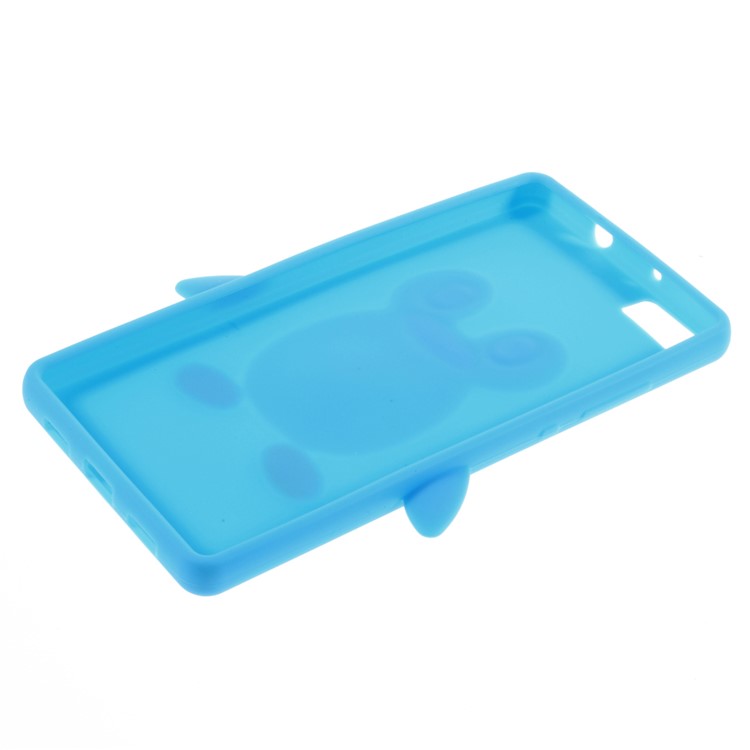 La Caja Del Silicón Del Pingüino 3D Para Huawei Asciende P8 Lite - Azul-3