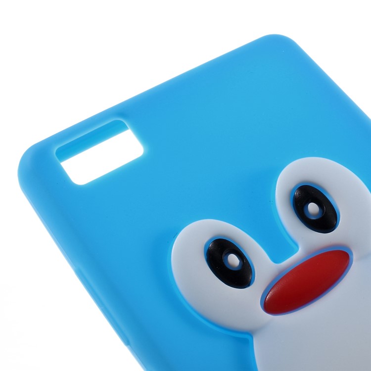 La Caja Del Silicón Del Pingüino 3D Para Huawei Asciende P8 Lite - Azul-4