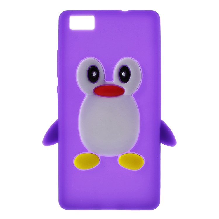 3D Penguin Silicone Case for Huawei Ascend P8 Lite - Purple-1