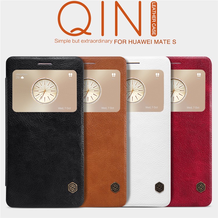 NILLKIN Qin Series Window View Leather Smart Case for Huawei Mate S - White-7