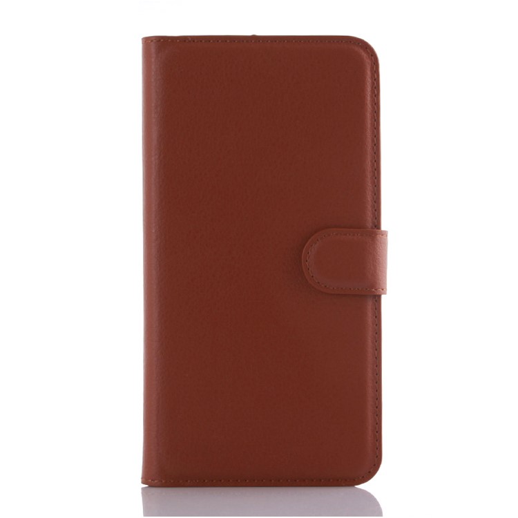 Lychee Skin Faux Leather Wallet Stand Cover for Huawei Nexus 6P - Brown-1