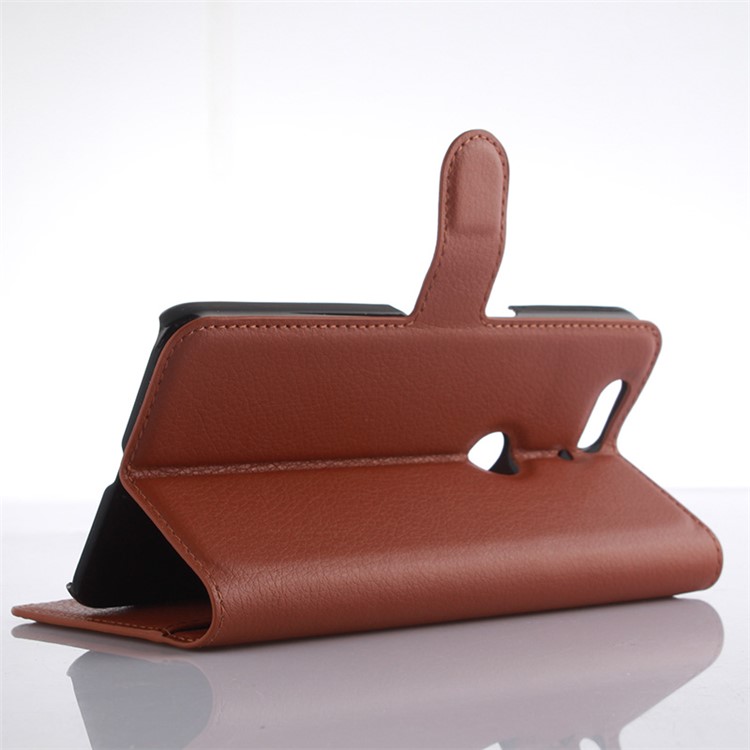 Lychee Skin Faux Leather Wallet Stand Cover for Huawei Nexus 6P - Brown-5