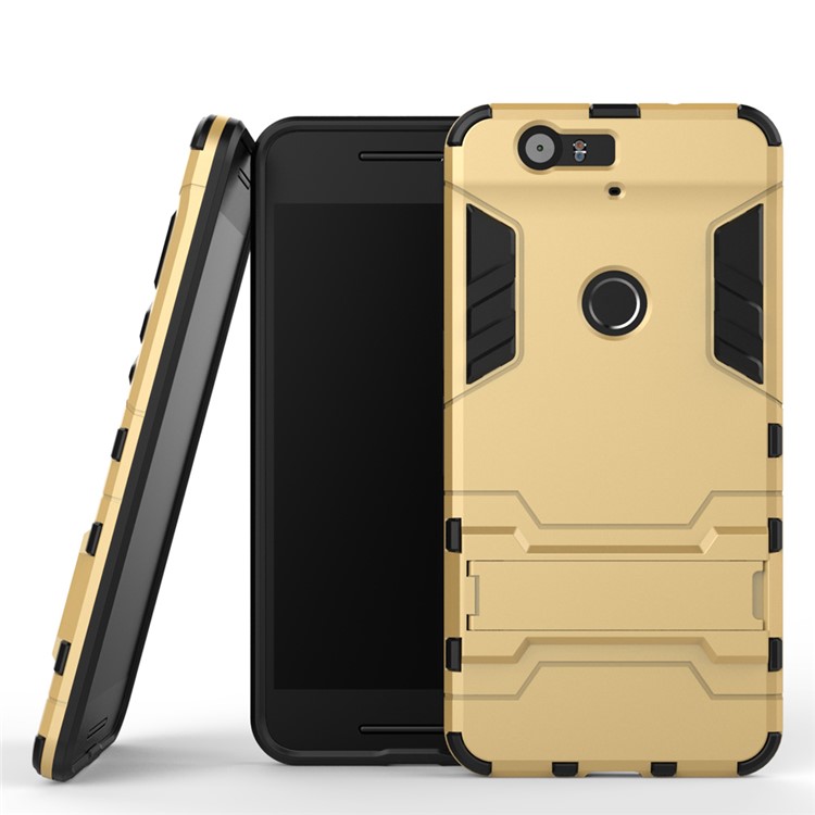 Kickstand Plastic + TPU Protector Shield Case for Huawei Nexus 6P - Gold-1