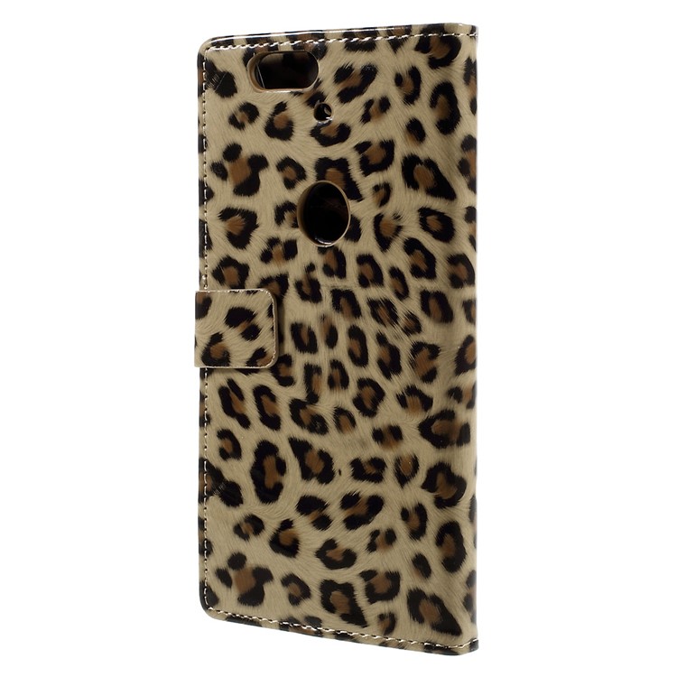 Glossy Leopard Wallet Leather Case Cover for Huawei Nexus 6P with Stand-2