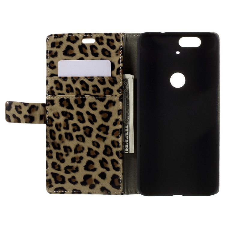 Glossy Leopard Wallet Leather Case Cover for Huawei Nexus 6P with Stand-6