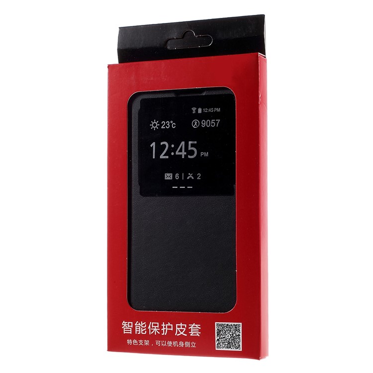 Window View Leather Stand Case for Huawei Honor Play 5X / Honor 5X - Black-9