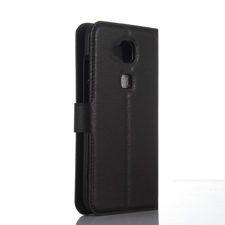 Lychee Skin Leather Wallet Case for Huawei G8 / D199 Maimang 4 - Black-2