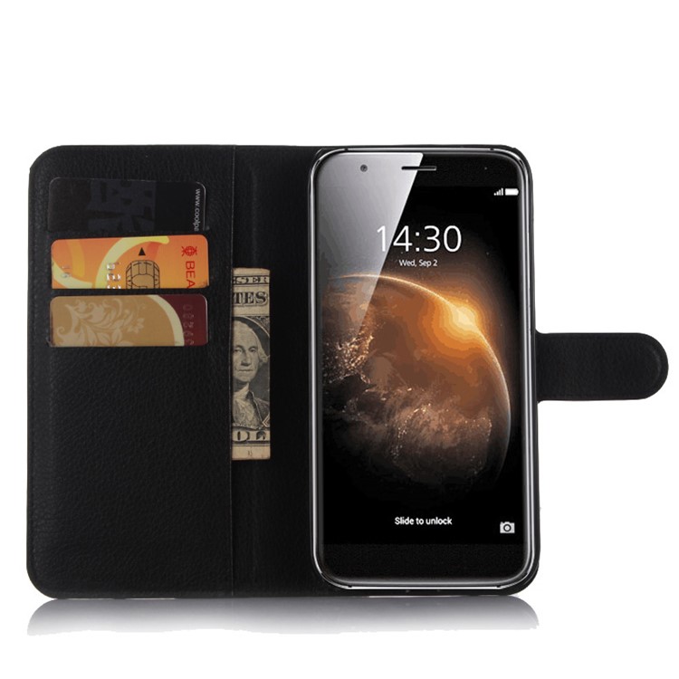 Lychee Skin Leather Wallet Case for Huawei G8 / D199 Maimang 4 - Black-3