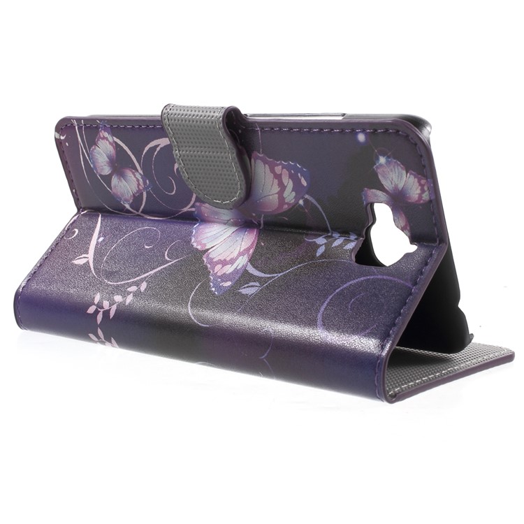 Wallet Leather Stand Case for Huawei Y6 Pro / Enjoy 5 - Purple Butterfly-3