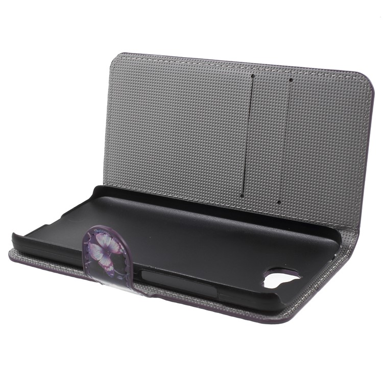 Wallet Leather Stand Case for Huawei Y6 Pro / Enjoy 5 - Purple Butterfly-4