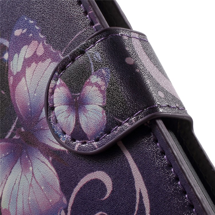 Wallet Leather Stand Case for Huawei Y6 Pro / Enjoy 5 - Purple Butterfly-7