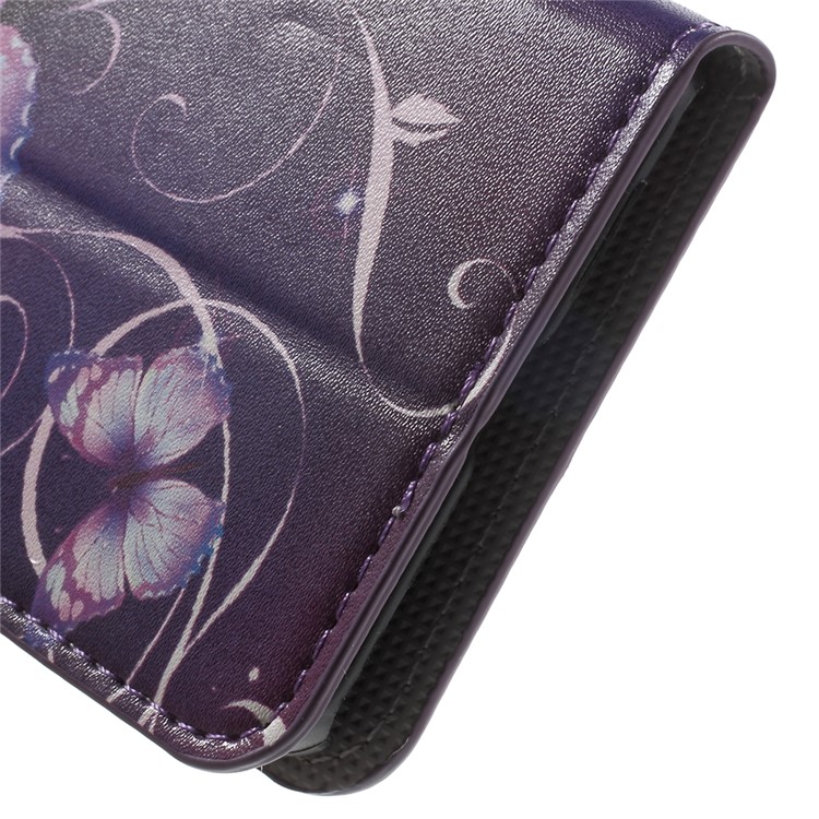 Wallet Leather Stand Case for Huawei Y6 Pro / Enjoy 5 - Purple Butterfly-8