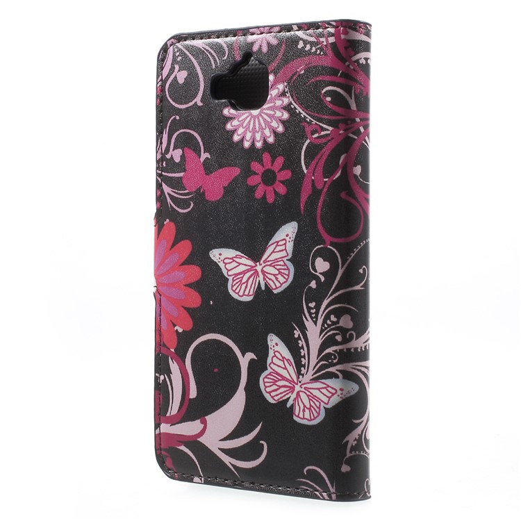 Wallet Leather Stand Case Cover for Huawei Y6 Pro / Enjoy 5 - Butterfly Flowers-2