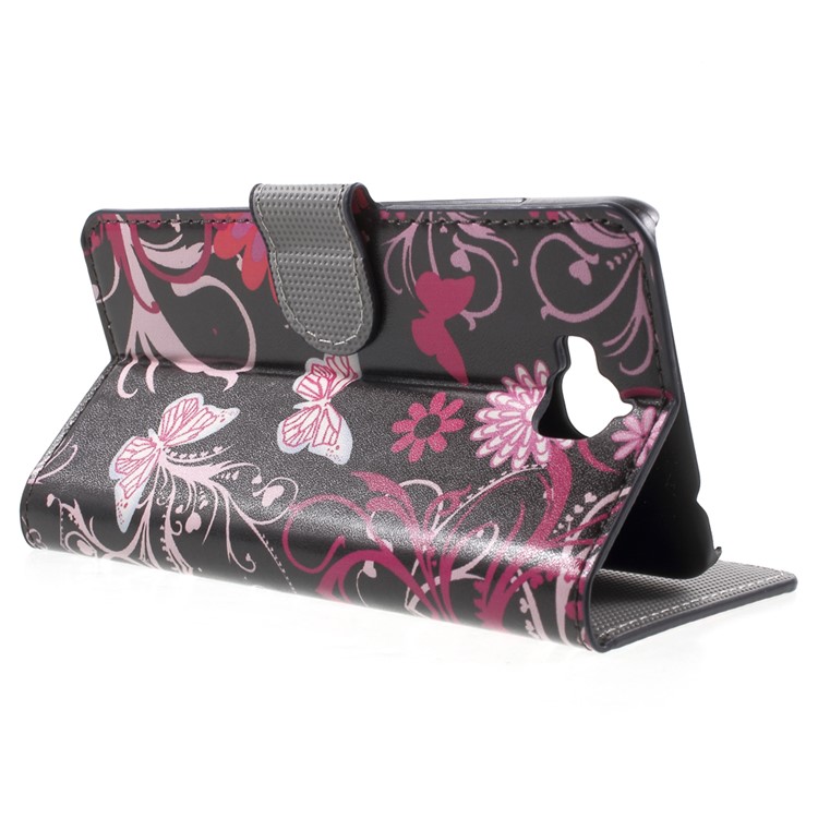 Wallet Leather Stand Case Cover for Huawei Y6 Pro / Enjoy 5 - Butterfly Flowers-3