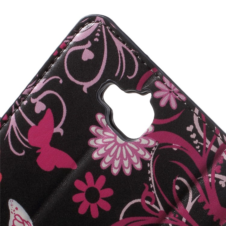 Wallet Leather Stand Case Cover for Huawei Y6 Pro / Enjoy 5 - Butterfly Flowers-6