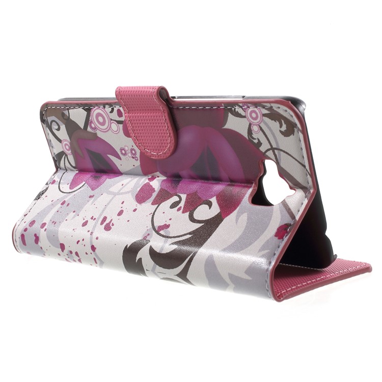 Leather Cover with Card Slots for Huawei Y6 Pro / Enjoy 5 - Purple Flowers-3