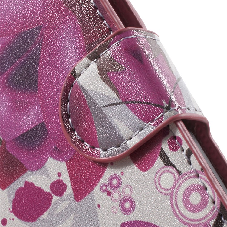 Leather Cover with Card Slots for Huawei Y6 Pro / Enjoy 5 - Purple Flowers-8