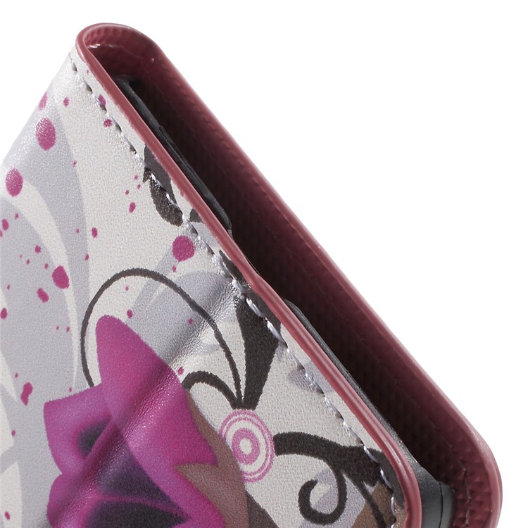 Leather Cover with Card Slots for Huawei Y6 Pro / Enjoy 5 - Purple Flowers-9