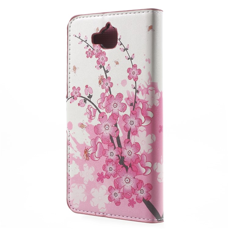 Leather Case Cover with Card Slots for Huawei Y6 Pro / Enjoy 5 - Plum Blossom-2