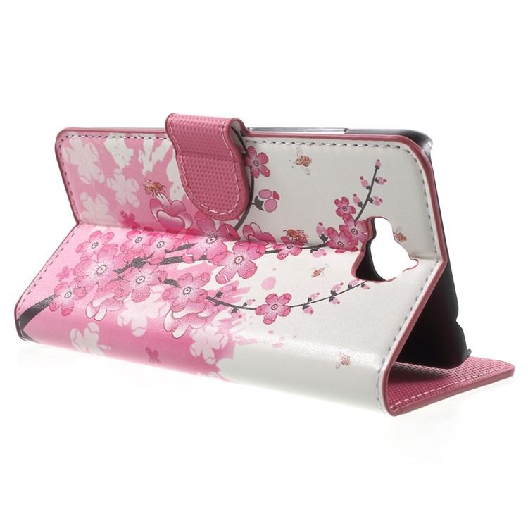 Leather Case Cover with Card Slots for Huawei Y6 Pro / Enjoy 5 - Plum Blossom-3