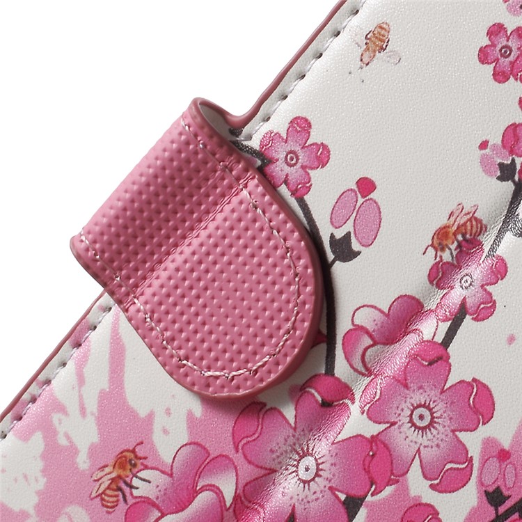 Leather Case Cover with Card Slots for Huawei Y6 Pro / Enjoy 5 - Plum Blossom-7