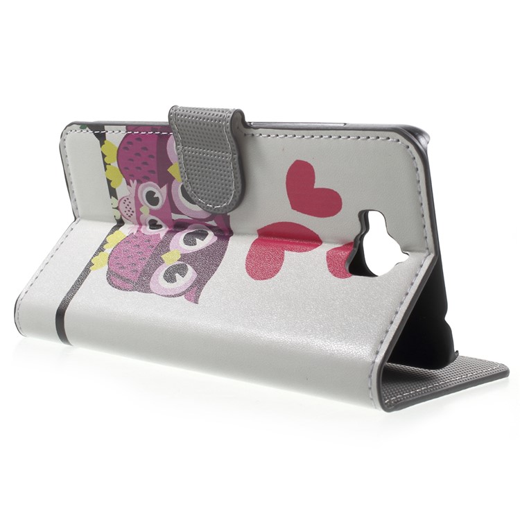 PU Leather Cover with Stand for Huawei Y6 Pro / Enjoy 5 - Lovely Owls and Hearts-3