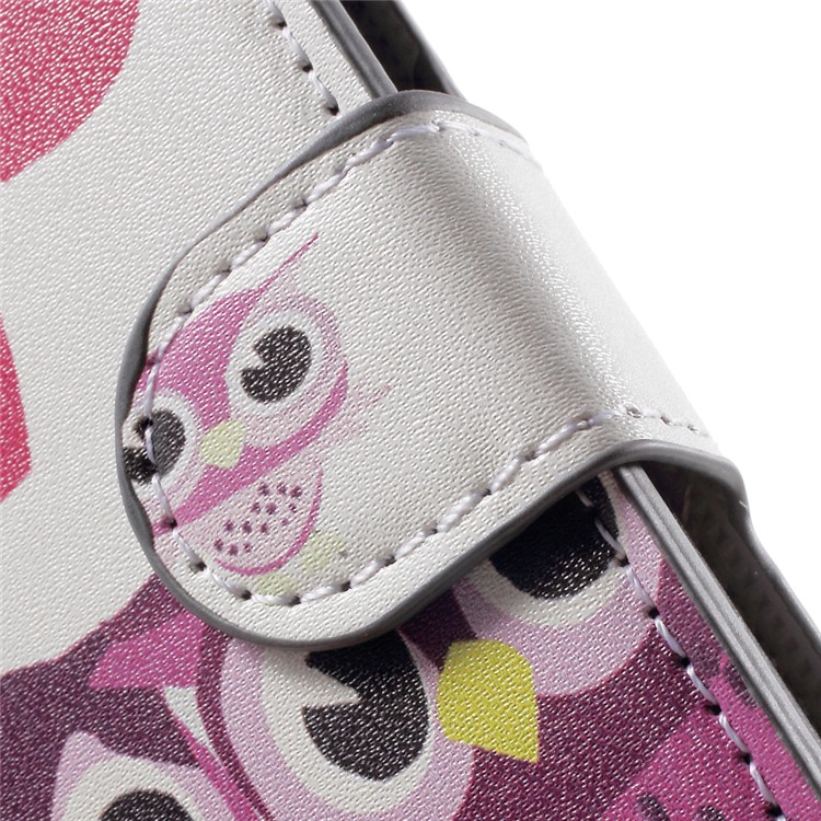PU Leather Cover with Stand for Huawei Y6 Pro / Enjoy 5 - Lovely Owls and Hearts-7