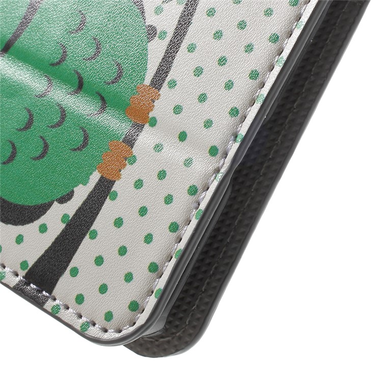 PU Leather Case Cover with Stand for Huawei Y6 Pro / Enjoy 5 - Sleeping Owl on the Branch-8