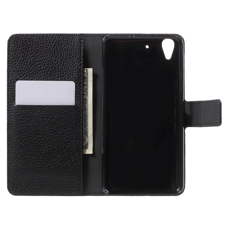 Litchi Grain Leather Case Wallet Stand Cover for Huawei Y6 Scale - Black-4