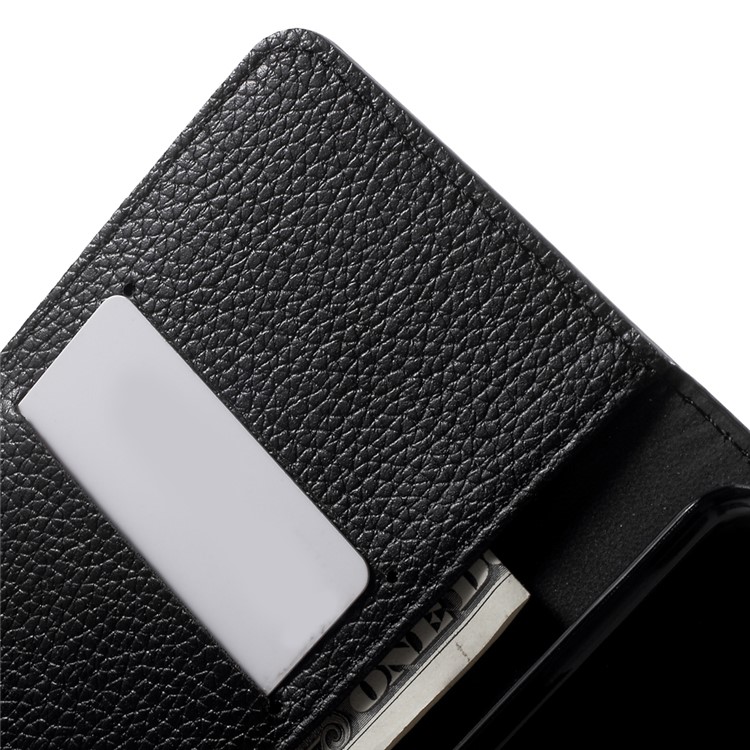 Litchi Grain Leather Case Wallet Stand Cover for Huawei Y6 Scale - Black-6