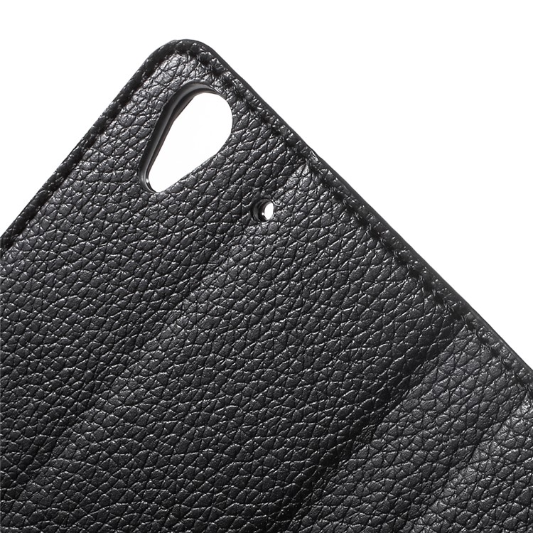 Litchi Grain Leather Case Wallet Stand Cover for Huawei Y6 Scale - Black-7