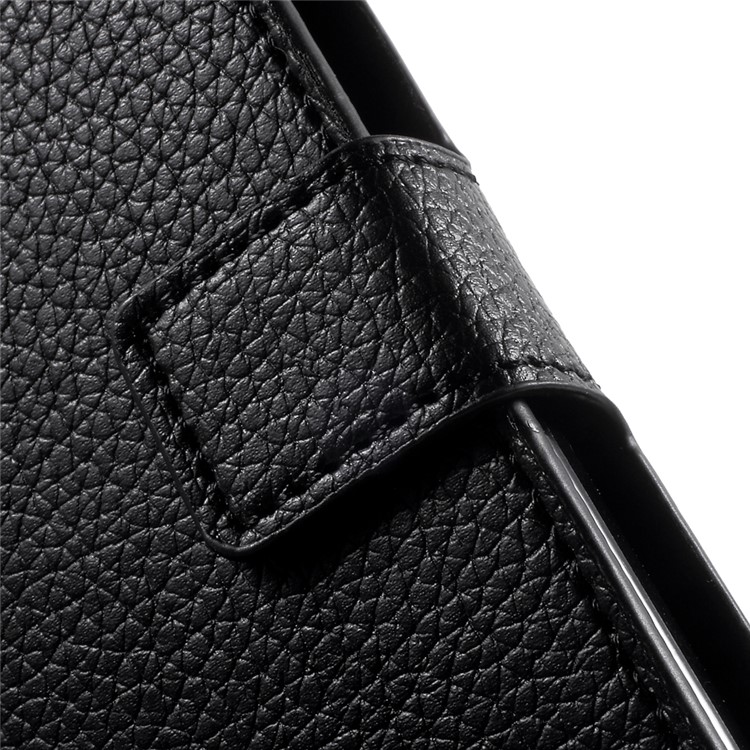 Litchi Grain Leather Case Wallet Stand Cover for Huawei Y6 Scale - Black-8