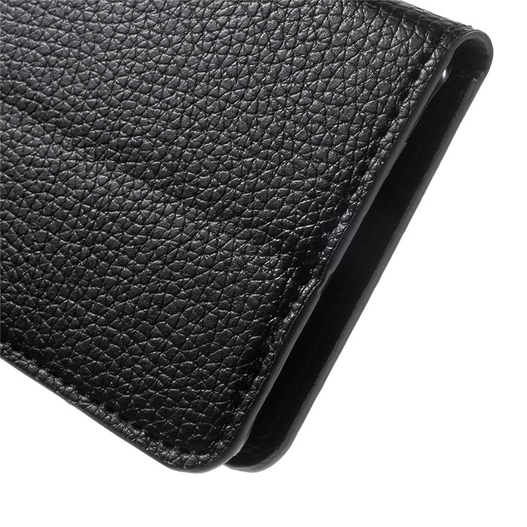 Litchi Grain Leather Case Wallet Stand Cover for Huawei Y6 Scale - Black-9