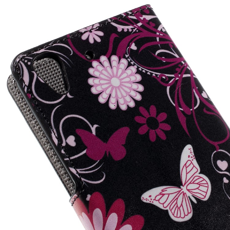 Patterned Card Holder Leather Stand Shell for Huawei Y6 Scale - Flower and Butterfly-9