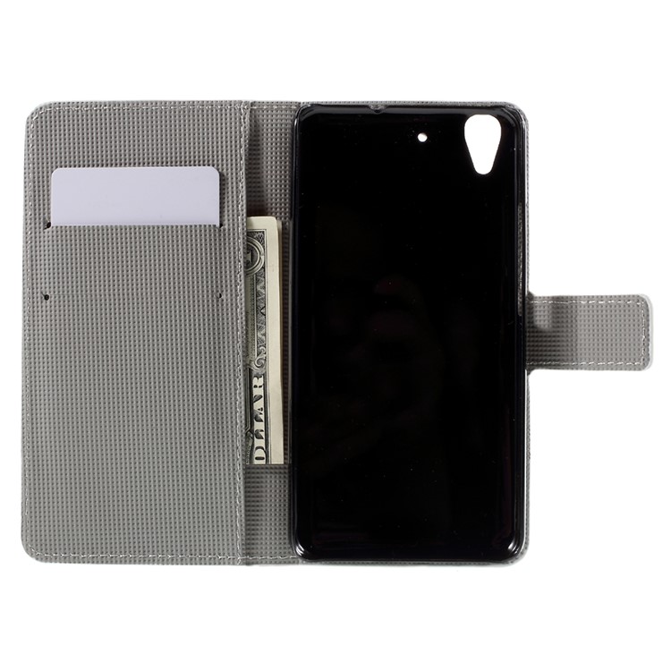 Patterned Card Holder Leather Stand Case for Huawei Y6 Scale - Blue Butterfly-6