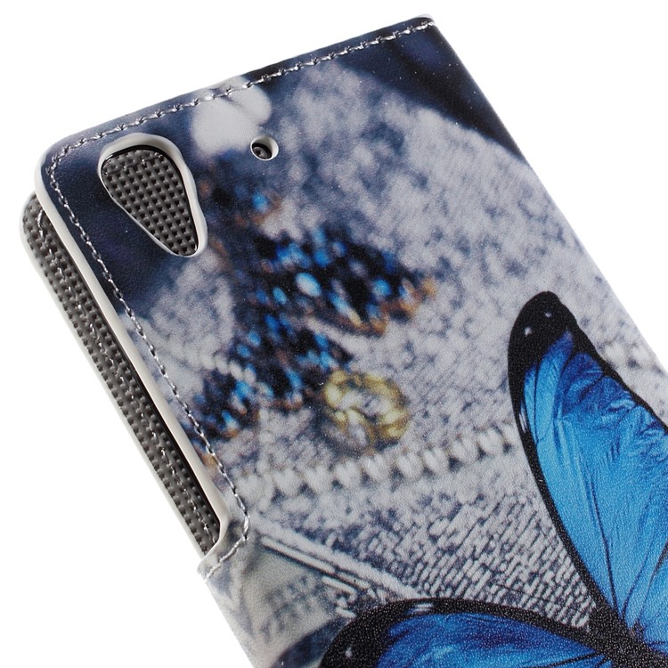 Patterned Card Holder Leather Stand Case for Huawei Y6 Scale - Blue Butterfly-9