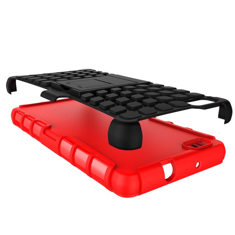 Snap-on Anti-slip PC + TPU Hybrid Shell for Huawei Ascend P8 Lite with Kickstand - Red-5