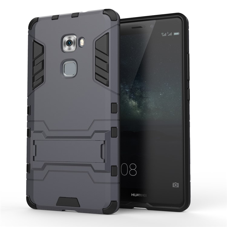 Hybrid PC + TPU Kickstand Phone Cover for Huawei Mate S - Dark Grey-1